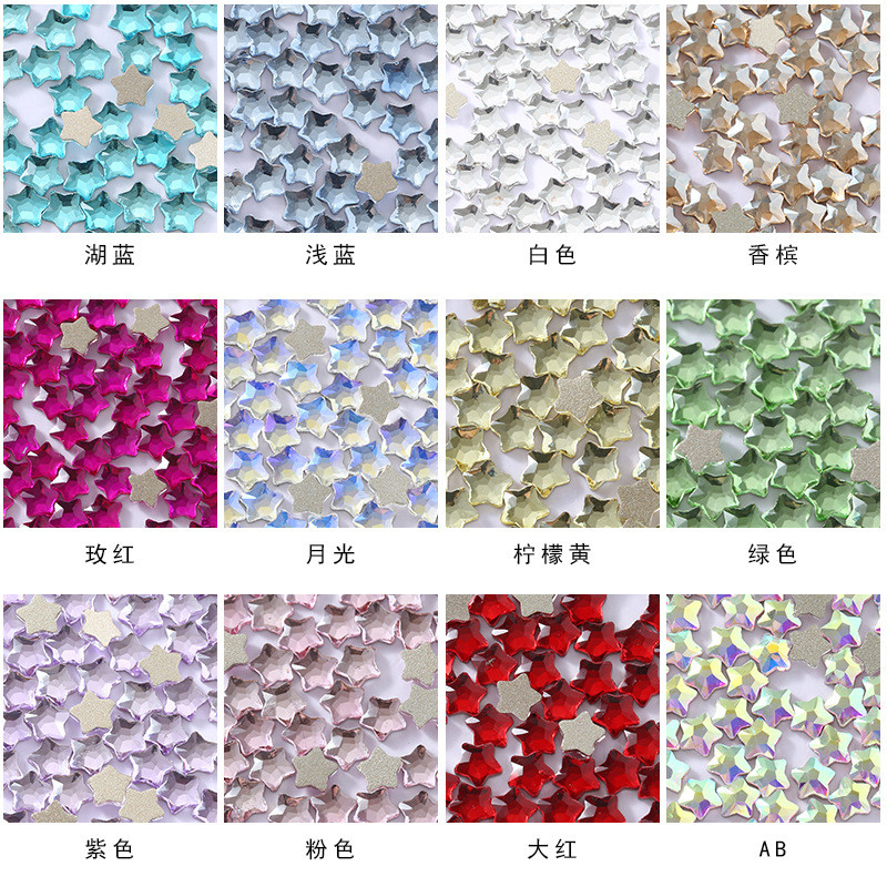 100 komada K9 Fat Star Shaped Diamond 4mm Nail Flat Dno Diamond Bag Paket Nail Water Diamond Star Moon Uljepšavanje noktiju