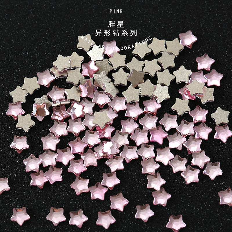 100 komada K9 Fat Star Shaped Diamond 4mm Nail Flat Dno Diamond Bag Paket Nail Water Diamond Star Moon Uljepšavanje noktiju