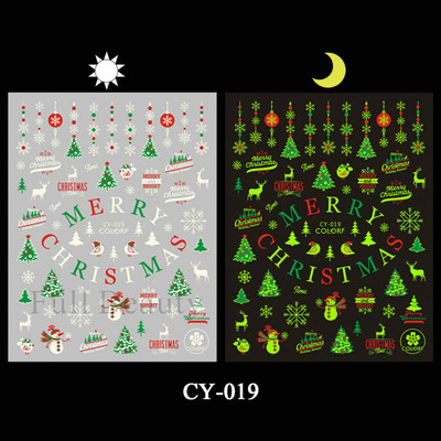 3D melna kaķa nagu uzlīme Gaismas acs spoks galvaskausa slīdņi mirdz tumsā gēla lakas uzlīmes Helovīna nagu mākslas rotājumi