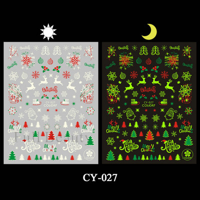 3D melna kaķa nagu uzlīme Gaismas acs spoks galvaskausa slīdņi mirdz tumsā gēla lakas uzlīmes Helovīna nagu mākslas rotājumi