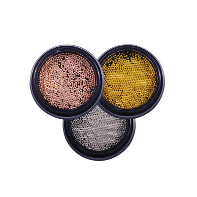 3 kaste, metāla nagu mākslas pērlītes, manikīra aksesuāri, amatniecības rīks — 3 g nail Art, mini nerūsējošā tērauda krelles komplekts