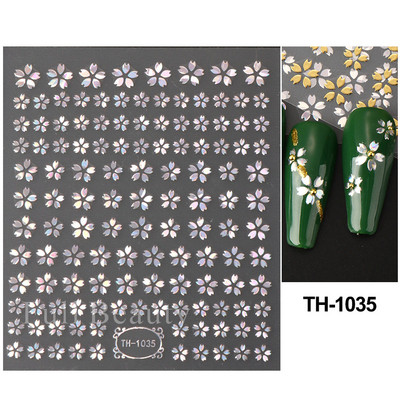 3D Laser Sakura Flower Nail Sticker Folii holografice Decalcomani Snake Star Heart Sliders adezivi Flori de cires Manichiura LATH-1035