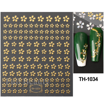 3D Laser Sakura Flower Nail Sticker Folii holografice Decalcomani Snake Star Heart Sliders adezivi Flori de cires Manichiura LATH-1035