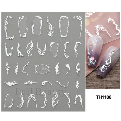3D Laser Sakura Flower Nail Sticker Folii holografice Decalcomani Snake Star Heart Sliders adezivi Flori de cires Manichiura LATH-1035