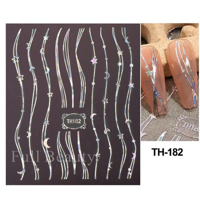 3D Laser Sakura Flower Nail Sticker Folii holografice Decalcomani Snake Star Heart Sliders adezivi Flori de cires Manichiura LATH-1035