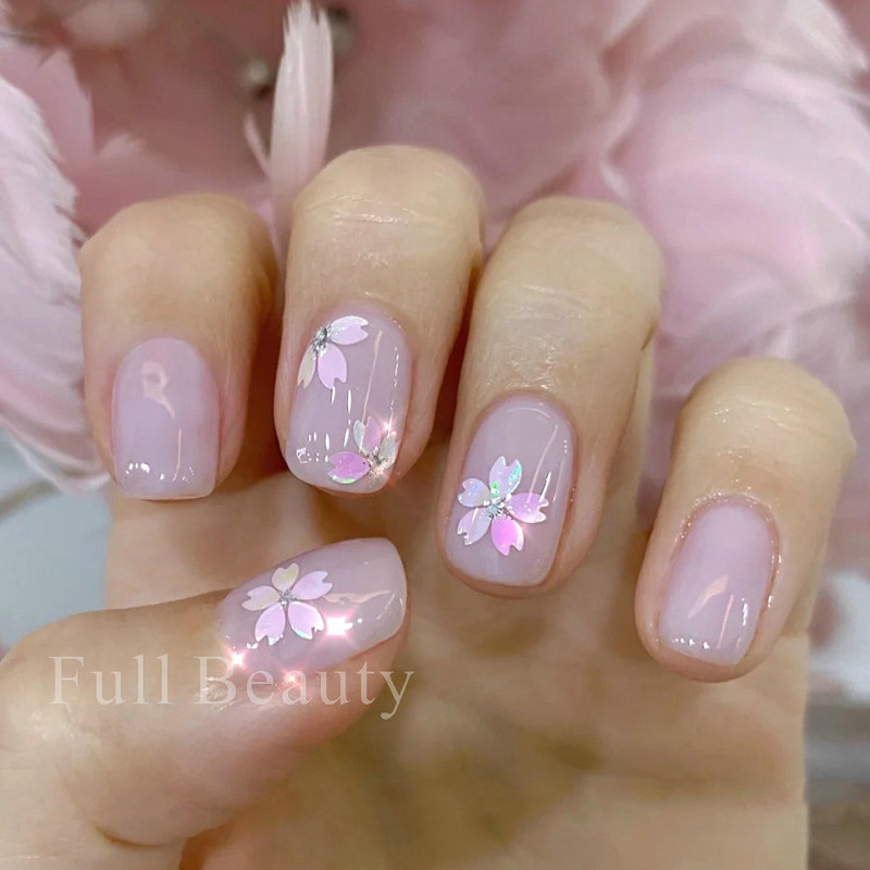 3D Laser Sakura Flower Nail Sticker Folii holografice Decalcomani Snake Star Heart Sliders adezivi Flori de cires Manichiura LATH-1035