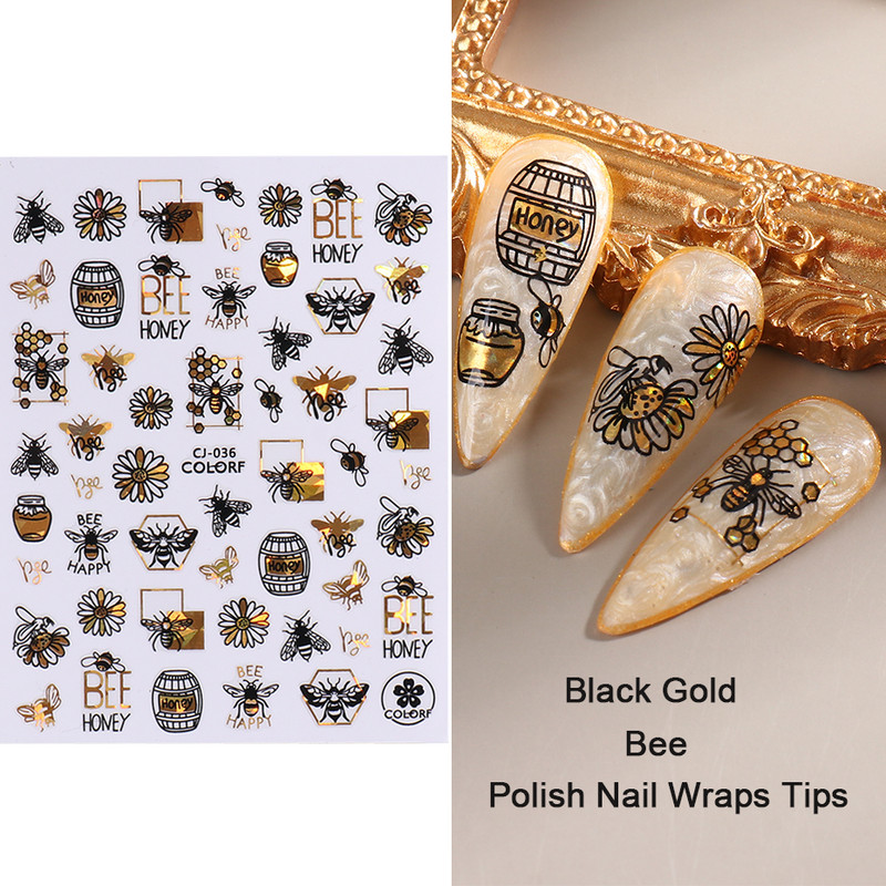 1Gb Melns Zelts Lapas Naglas Mākslas Uzlīme Hologrāfiska Ziedu Lāzera Šķēles Nagu folijas Uzlīmes Padomi Manikīra Dekorācijas LYCJ028-036