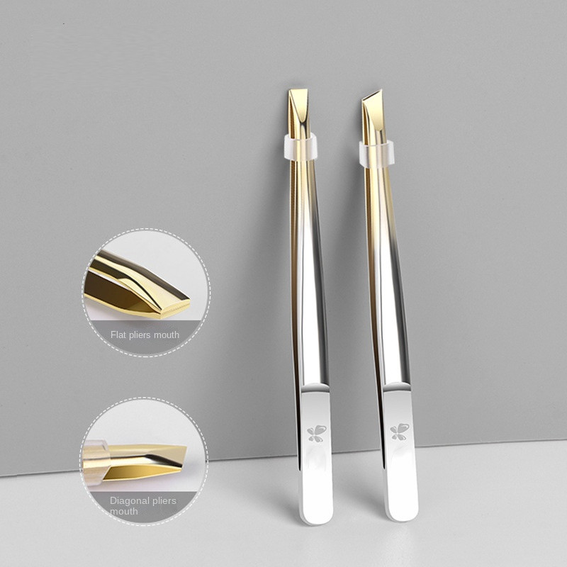 Višenamjenska pinceta od nehrđajućeg čelika s ravnim/kosim vrhom Pinceta za obrve Alat za uklanjanje dlačica s lica Šminka Alat za umjetne trepavice