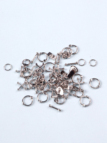 50PCS Смесени 3D пънк сиви метални части Декорация на нокти Сплав Ретро кръг Nails Art Charms Аксесоари за маникюр