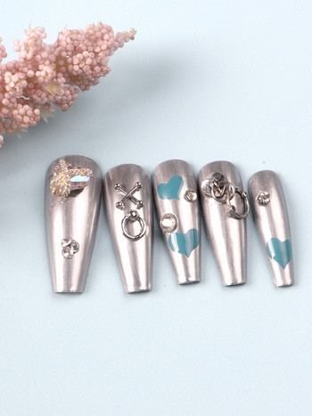 50PCS Смесени 3D пънк сиви метални части Декорация на нокти Сплав Ретро кръг Nails Art Charms Аксесоари за маникюр
