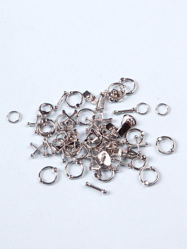 50PCS Mješoviti 3D punk sivi metalni dijelovi Ukrasi za nokte Legura Retro Krug Nails Art Charms Pribor za manikuru