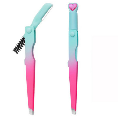 3 vienā Augstas precizitātes uzacu pincetes Profesionāls uzacu trimeris ar suku bārdas noņemšanai, skropstas skropstu pieaudzēšanas pincetes