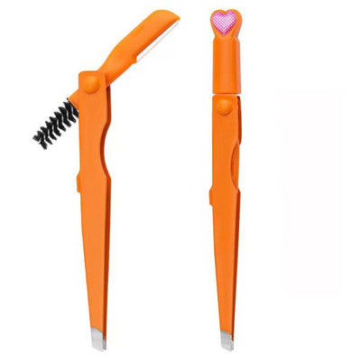 3 vienā Augstas precizitātes uzacu pincetes Profesionāls uzacu trimeris ar suku bārdas noņemšanai, skropstas skropstu pieaudzēšanas pincetes