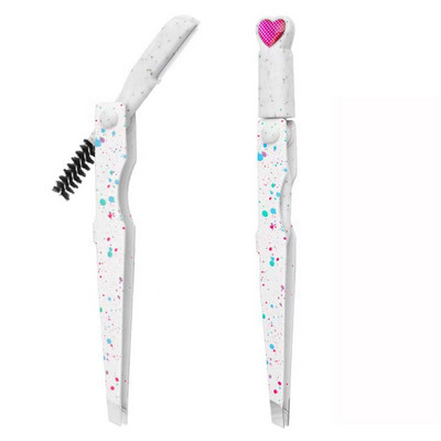 3 vienā Augstas precizitātes uzacu pincetes Profesionāls uzacu trimeris ar suku bārdas noņemšanai, skropstas skropstu pieaudzēšanas pincetes