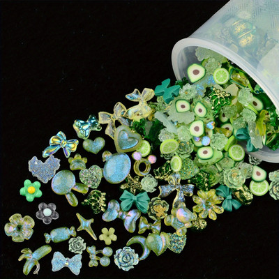 100 kom akrilnih leptir mašna medvjed cvijet srce kruna privjesci za nokte s AB kamenčićima za nokte Kristali dragulji za zadivljujuću umjetnost noktiju