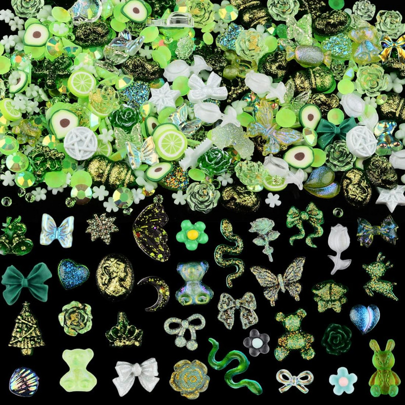 100 kom akrilnih leptir mašna medvjed cvijet srce kruna privjesci za nokte s AB kamenčićima za nokte Kristali dragulji za zadivljujuću umjetnost noktiju