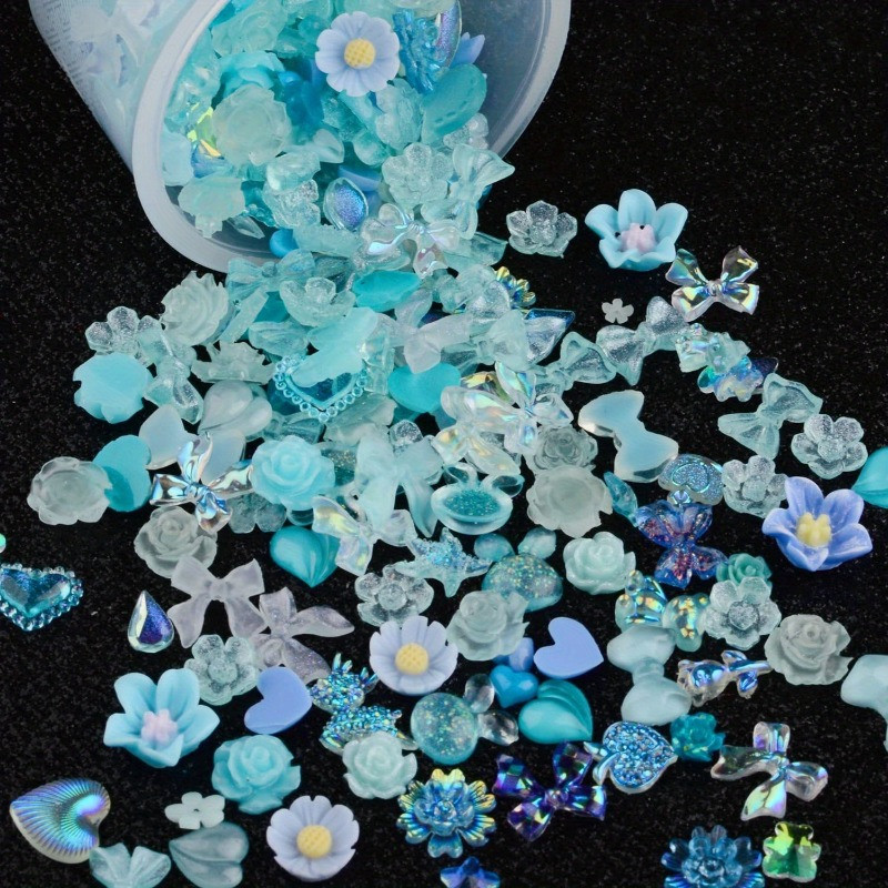 100 kom akrilnih leptir mašna medvjed cvijet srce kruna privjesci za nokte s AB kamenčićima za nokte Kristali dragulji za zadivljujuću umjetnost noktiju