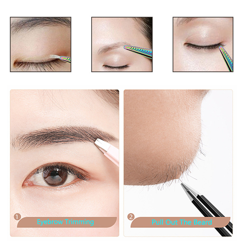 Krāsaini mati Skaistums uzacu pincete trimmeris nerūsējošā tērauda matiņu noņemšanas novilcējs uzacis pincetes slīpas uzacu klipši instrumenti