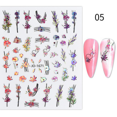 3D Blue Butterfly Līmējošās Uzlīmes Nagu mākslas dekorēšana Lāzera Ziedi Lapas Nagu Uzlīmes Nagu mākslas piederumi Nagu daļas