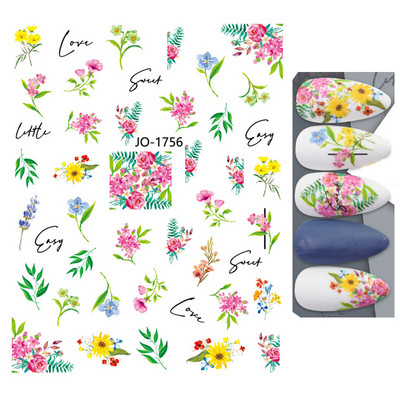 3D Blue Butterfly Līmējošās Uzlīmes Nagu mākslas dekorēšana Lāzera Ziedi Lapas Nagu Uzlīmes Nagu mākslas piederumi Nagu daļas