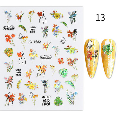 3D Blue Butterfly Līmējošās Uzlīmes Nagu mākslas dekorēšana Lāzera Ziedi Lapas Nagu Uzlīmes Nagu mākslas piederumi Nagu daļas