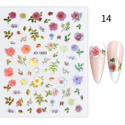 3D Blue Butterfly Līmējošās Uzlīmes Nagu mākslas dekorēšana Lāzera Ziedi Lapas Nagu Uzlīmes Nagu mākslas piederumi Nagu daļas