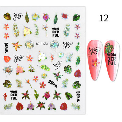 3D Blue Butterfly Līmējošās Uzlīmes Nagu mākslas dekorēšana Lāzera Ziedi Lapas Nagu Uzlīmes Nagu mākslas piederumi Nagu daļas