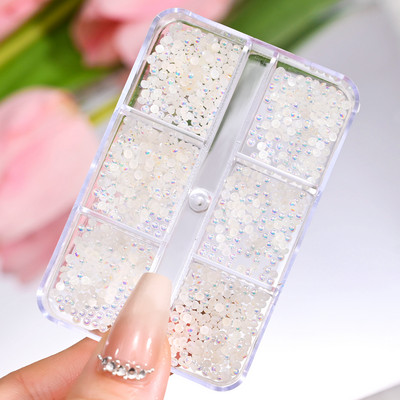 6Girds/Box Aurora Nail Art Rhinestone 3D Resin Love-Heart/Butterfly/Bow Nagu Decoration DIY Jauktu krāsu manikīra kristāls