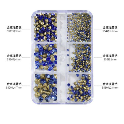 6Girds/Box Aurora Nail Art Rhinestone 3D Resin Love-Heart/Butterfly/Bow Nagu Decoration DIY Jauktu krāsu manikīra kristāls