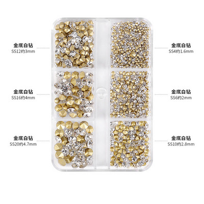 6Girds/Box Aurora Nail Art Rhinestone 3D Resin Love-Heart/Butterfly/Bow Nagu Decoration DIY Jauktu krāsu manikīra kristāls