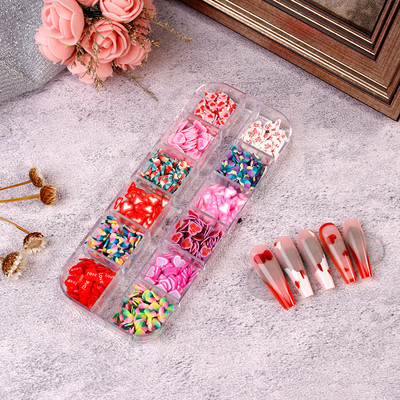 6Girds/Box Aurora Nail Art Rhinestone 3D Resin Love-Heart/Butterfly/Bow Nagu Decoration DIY Jauktu krāsu manikīra kristāls