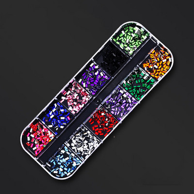 12 režģa/kastītes jaukta dizaina metāla piekariņi 3D zelta/sudraba Micro Reviet/kristāla nagu mākslas rotājumi vasaras manikīra aksesuāriem