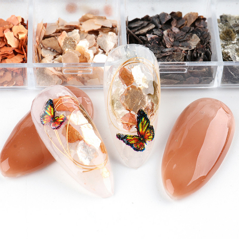 Nepravilna školjka morskog uha Prirodni vještački dijamant 3D gradijent Slomljene pahuljice školjke Mramorni kamen Kriška liskuna Dragulj Ukrasi za nokte SAYM