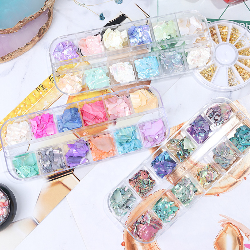 Nepravilna školjka morskog uha Prirodni vještački dijamant 3D gradijent Slomljene pahuljice školjke Mramorni kamen Kriška liskuna Dragulj Ukrasi za nokte SAYM