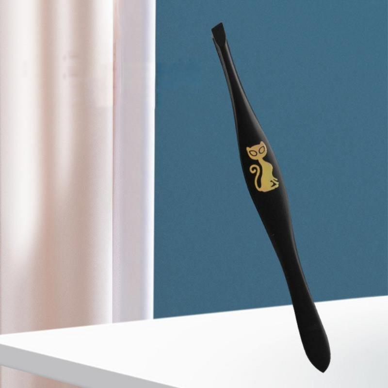 Karikatūra Cat Pattern Forma Matu plūcēji Black Spray Krāsa Uzacu apgriešana Skūšanās Īpaši plānas skropstu pincetes grima komplekti