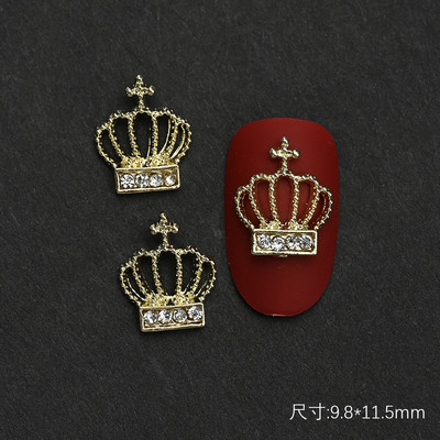 10 gab Zelta/Sudraba kroņi nagu piekariņi dobi kroņu dārgakmeņi kristāla dimanti nagu kniedes manikīra rotaslietas amatniecībai DIY daļas