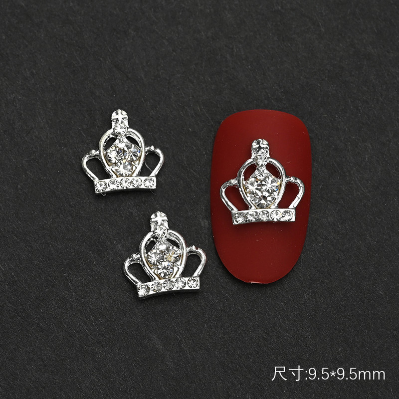 10 gab Zelta/Sudraba kroņi nagu piekariņi dobi kroņu dārgakmeņi kristāla dimanti nagu kniedes manikīra rotaslietas amatniecībai DIY daļas