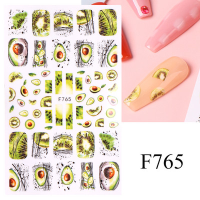 3D naljepnice za nokte Cvijeće Ružičasto Ljubičasta Akvarel Tinta Cvijeće Listovi Geometrijske linije Latice Naljepnice za Nail Art Manikura Dekoracija