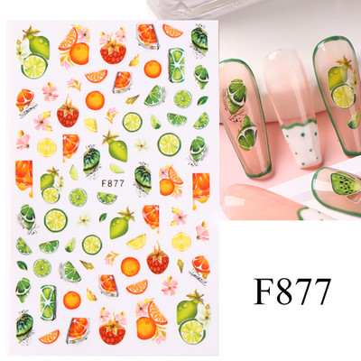 3D naljepnice za nokte Cvijeće Ružičasto Ljubičasta Akvarel Tinta Cvijeće Listovi Geometrijske linije Latice Naljepnice za Nail Art Manikura Dekoracija