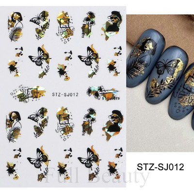 3D naljepnice za nokte Cvijeće Ružičasto Ljubičasta Akvarel Tinta Cvijeće Listovi Geometrijske linije Latice Naljepnice za Nail Art Manikura Dekoracija