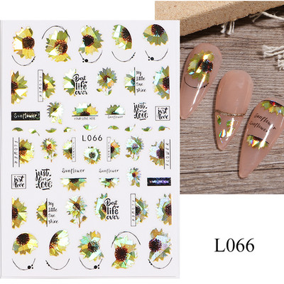 3D naljepnice za nokte Cvijeće Ružičasto Ljubičasta Akvarel Tinta Cvijeće Listovi Geometrijske linije Latice Naljepnice za Nail Art Manikura Dekoracija