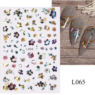 3D naljepnice za nokte Cvijeće Ružičasto Ljubičasta Akvarel Tinta Cvijeće Listovi Geometrijske linije Latice Naljepnice za Nail Art Manikura Dekoracija