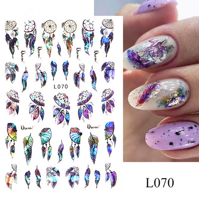 3D naljepnice za nokte Cvijeće Ružičasto Ljubičasta Akvarel Tinta Cvijeće Listovi Geometrijske linije Latice Naljepnice za Nail Art Manikura Dekoracija