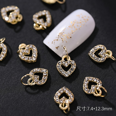 100/10gab 3D sakausējuma luksusa sudraba zvaigžņu nagu piekariņi dobi pīrsingi, piekaramie rotaslietas nagu mākslas rotājumi, DIY kulonu manikīrs