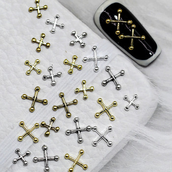 20 τμχ Punk Diagonal Nail Art Charm 3D Metal Ancient χρυσό/ασημί X σχήμα Διακόσμηση νυχιών DIY Αξεσουάρ Ιαπωνικών εξαρτημάτων νυχιών