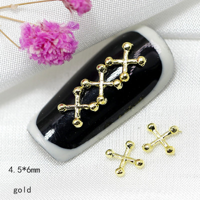 20gab. Punk Diagonāls nagu mākslas šarms 3D metāls, sens zelta/sudraba X formas nagu dekors, DIY japāņu nagu daļu aksesuāri