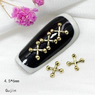 20gab. Punk Diagonāls nagu mākslas šarms 3D metāls, sens zelta/sudraba X formas nagu dekors, DIY japāņu nagu daļu aksesuāri