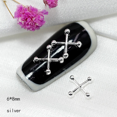 20gab. Punk Diagonāls nagu mākslas šarms 3D metāls, sens zelta/sudraba X formas nagu dekors, DIY japāņu nagu daļu aksesuāri