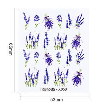 Χαρουνούτα Άνοιξη Απλό Πράσινο Θέμα Αυτοκόλλητο με αυτοκόλλητο με λουλούδι Φύλλο λουλουδιών δέντρο Καλοκαίρι DIY Slider για Μανικιούρ Νυχιών Υδατογράφημα