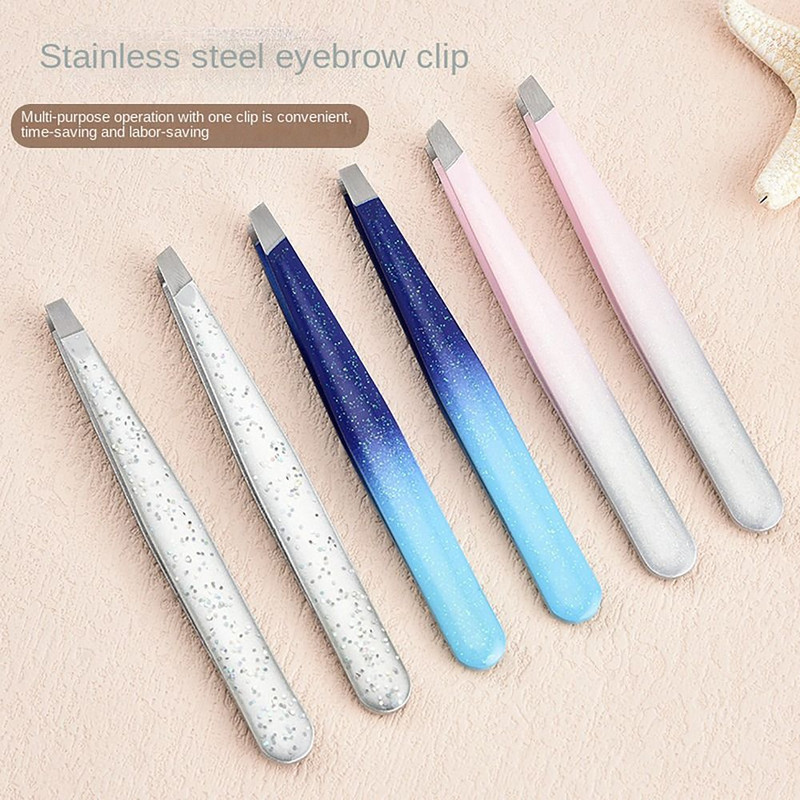 Nerūsējošā tērauda uzacu saspraudes Portatīvie skaistumkopšanas rīki Bārdas noņemšanai Sejai Plakanu un slīpu uzacu pincetes Sieviešu skaistums
